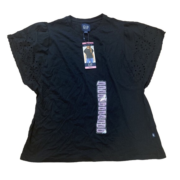 GAP Women's Pale Pink Eyelet Flutter Short Sleeve Scoop Neck Shirt Size Small - Picture 6 of 13